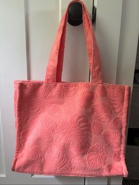 Coral Textured Tote Bag